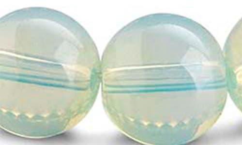 Sterling Forever Glass Opal Beaded Stretch Bracelet In Blue