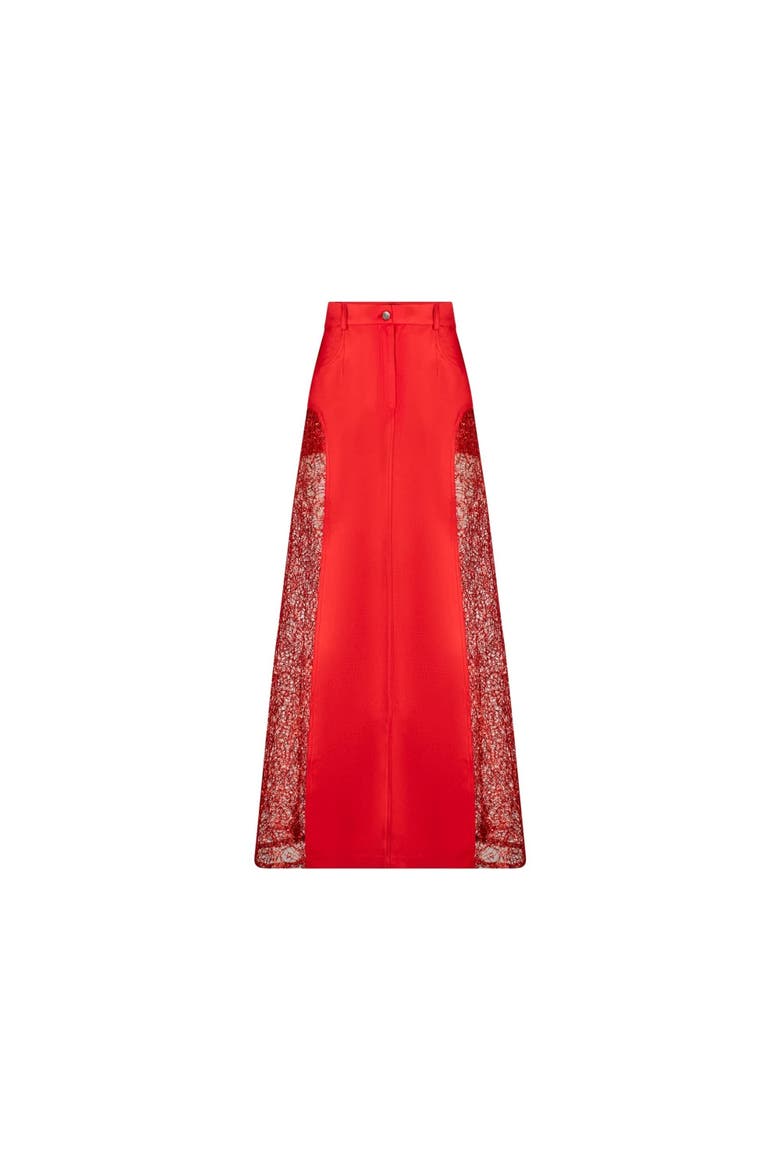 Lace Maxi Skirt, Main, color, Red