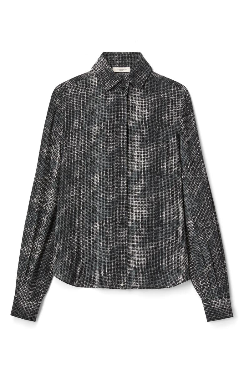 Lafayette 148 New York Hidden Placket Silk Top, Alternate, color, Black Multi
