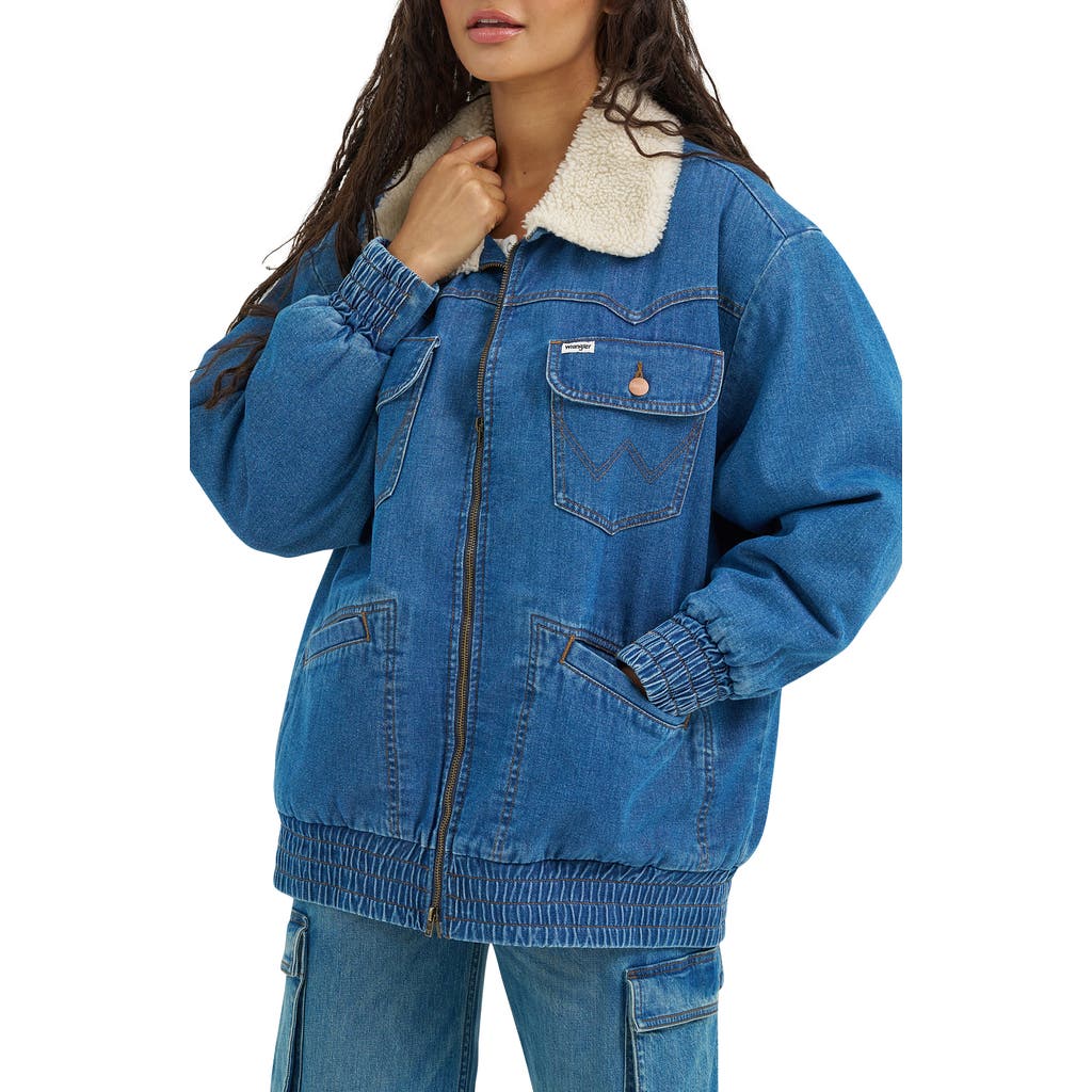 Wrangler Oversize Denim Bomber Jacket In Blue