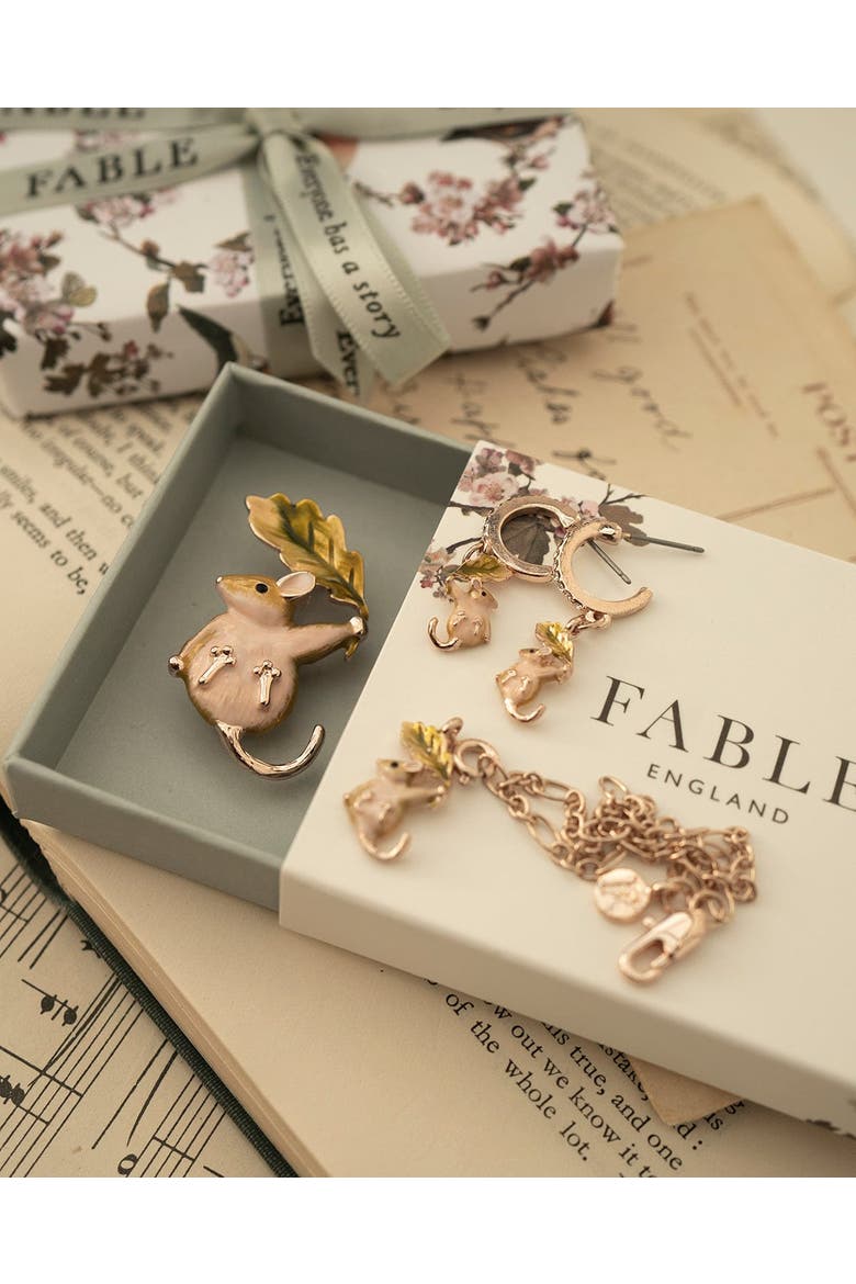 Enamel Dormouse Brooch, Alternate, color, Multi & Gold
