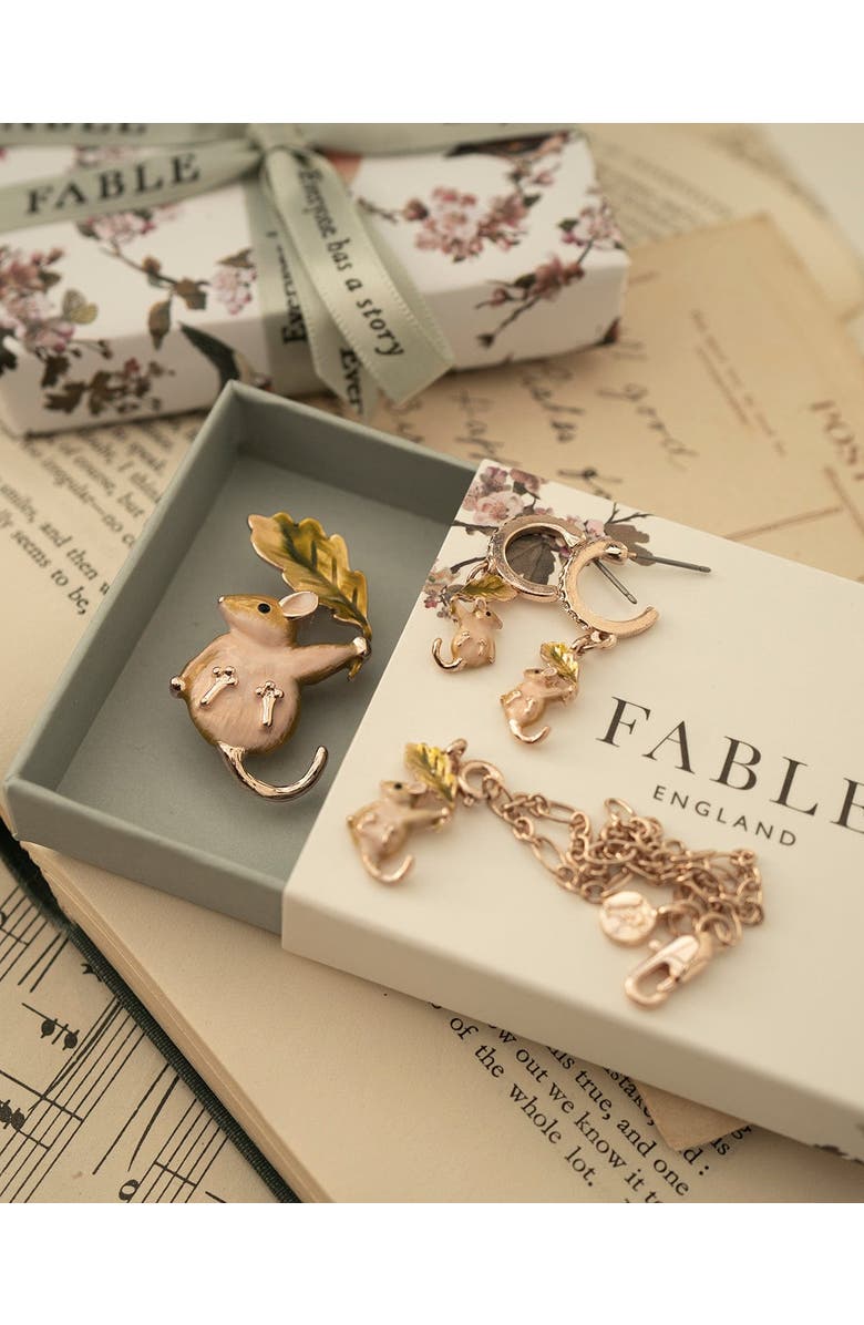 Fable England Enamel Dormouse Brooch, Alternate, color, Multi & Gold