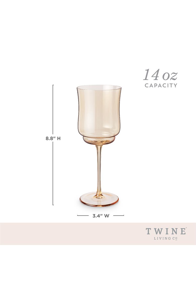 Tulip Stemmed Wine Glasses in Amber Set of 2, Alternate, color, Brown