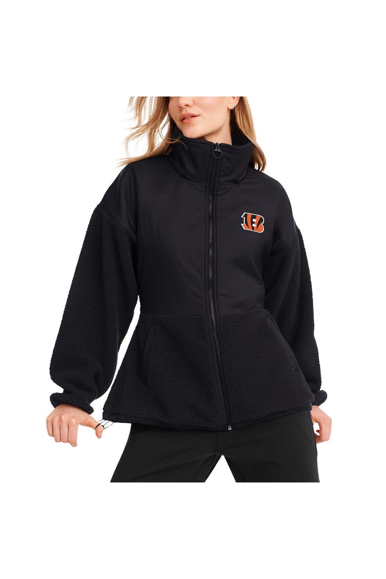 Women's DKNY Sport  Black Cincinnati Bengals Drew Mixed Media Full-Zip Jacket, Main, color, Black