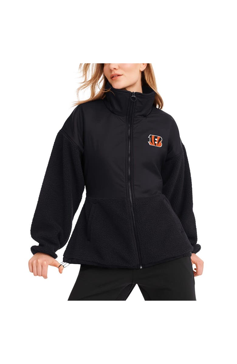 DKNY SPORT Women's DKNY Sport  Black Cincinnati Bengals Drew Mixed Media Full-Zip Jacket, Main, color, Black
