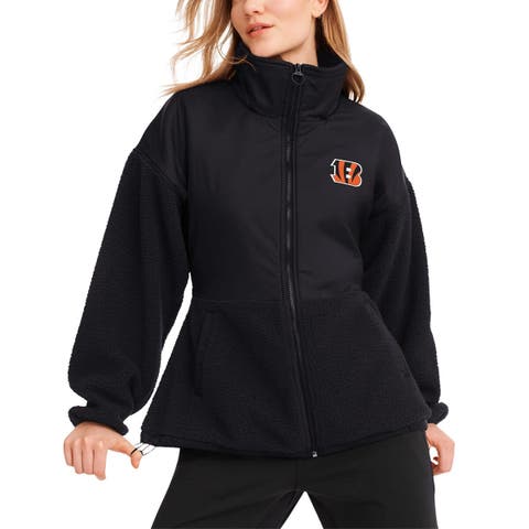 Women's DKNY Sport  Black Cincinnati Bengals Drew Mixed Media Full-Zip Jacket