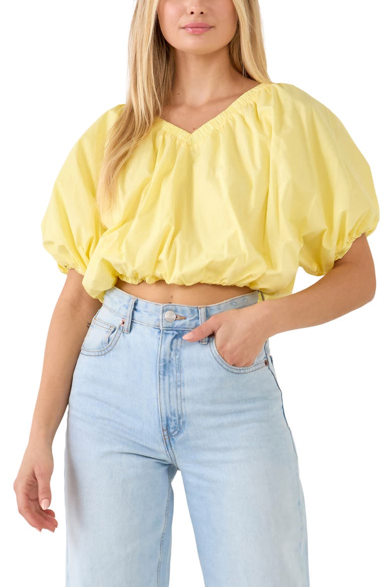 Puff Crop Blouse, Alternate, color, YELLOW