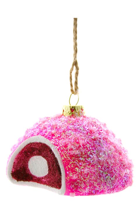 Pink Snowball Glass Ornament