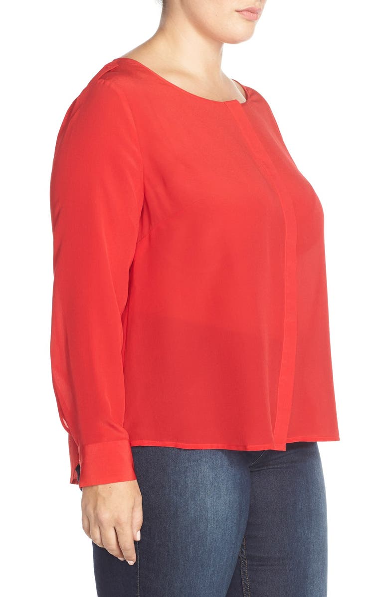 Tart 'Krista' Mirror Print Silk Top, Alternate, color, Tango Red