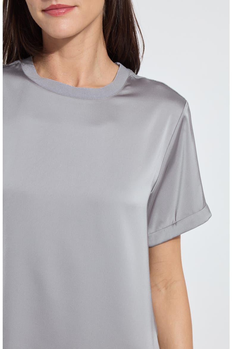 A-Line Crewneck Mixed Media Top, Alternate, color, DARK HEATHER GREY