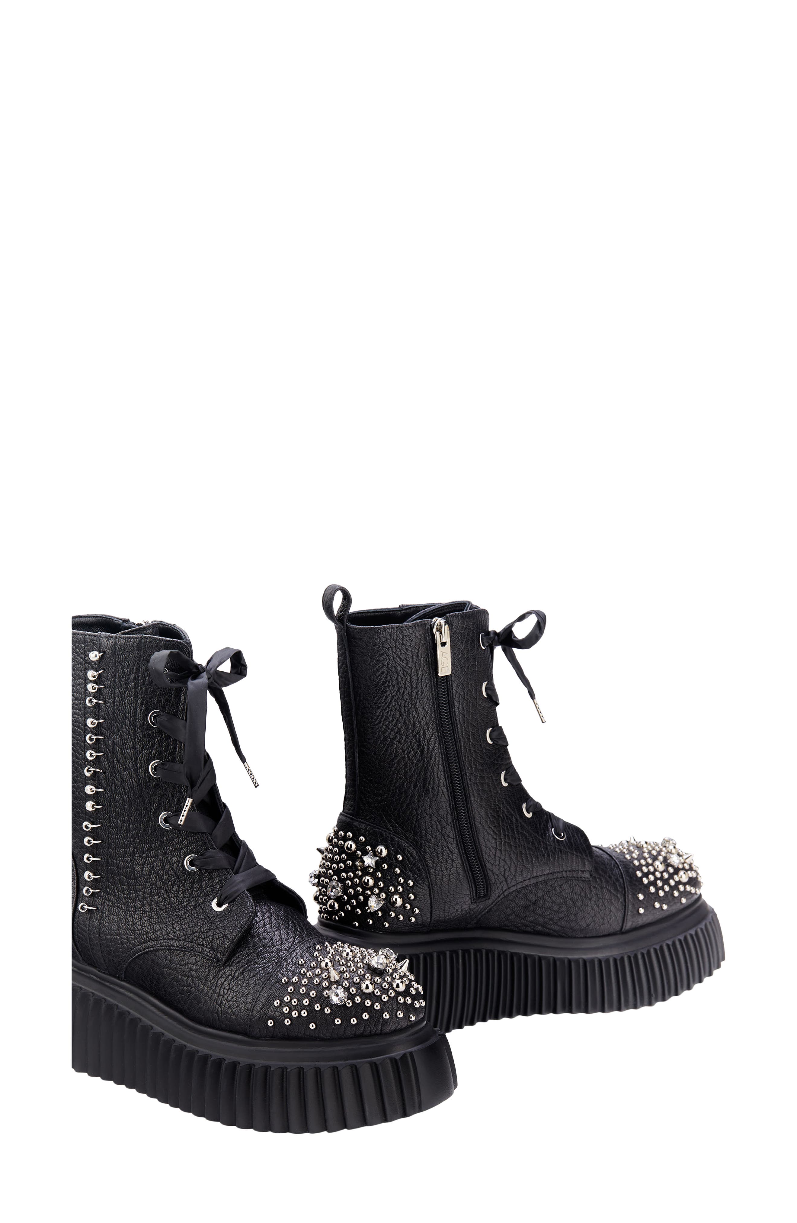 AGL Iggy Crystal Wedge Combat Boot, Alternate, color, 