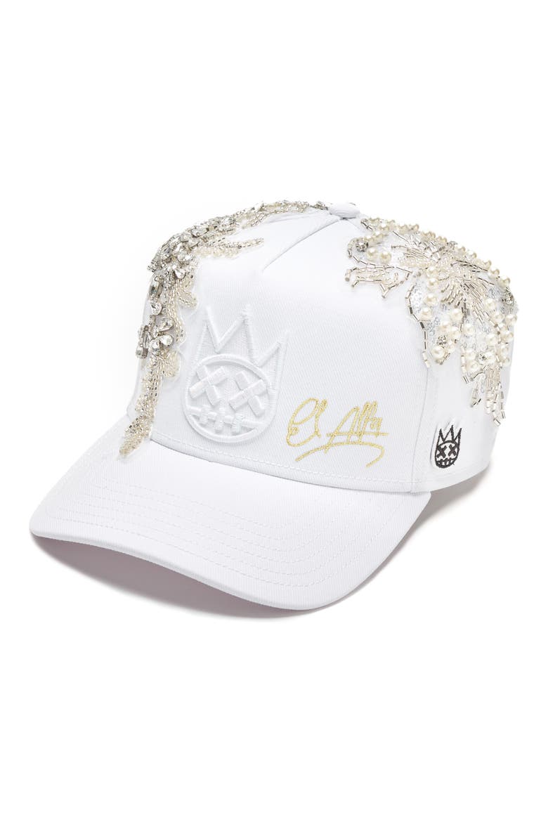 x El Alfa Embroidered Snapback Five-Panel Cap, Main, color, WHITE