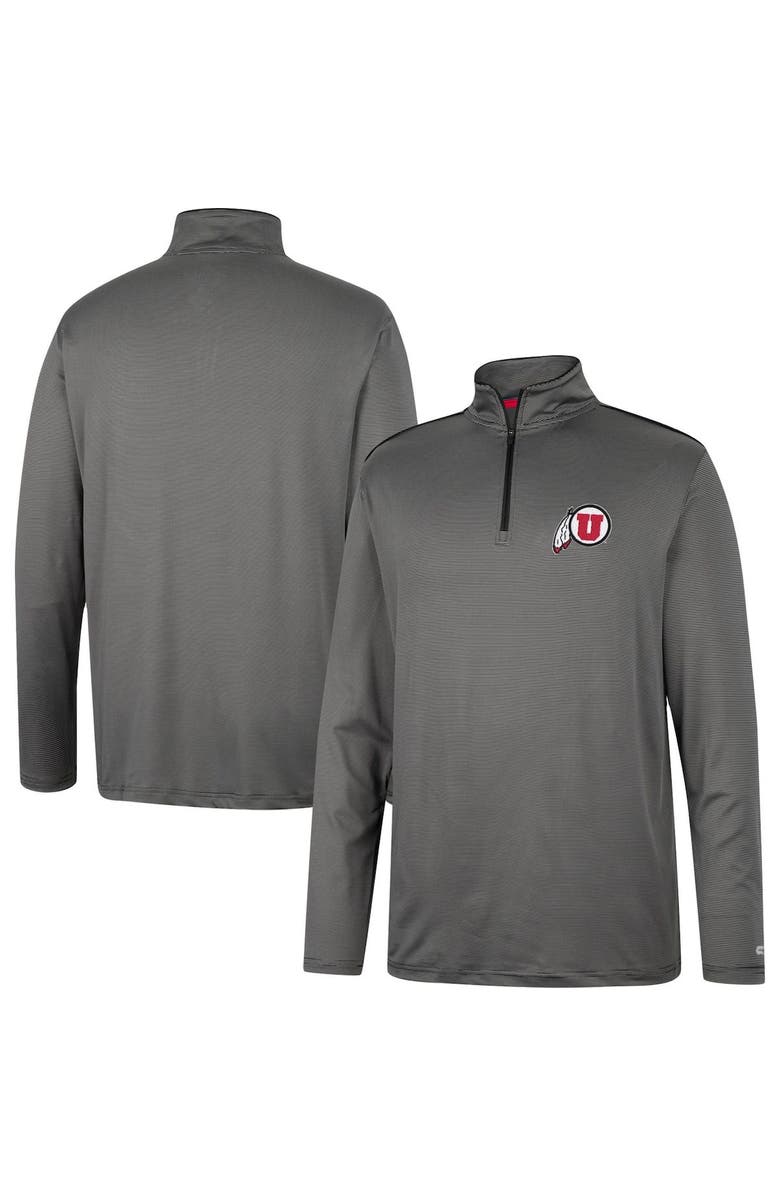 COLOSSEUM Men's Colosseum Charcoal Utah Utes Logo Quarter-Zip Windshirt, Main, color, Charcoal