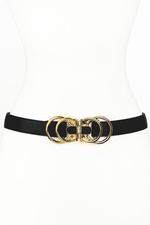 Raina Belts Rocky Buckle Leather Belt In Black