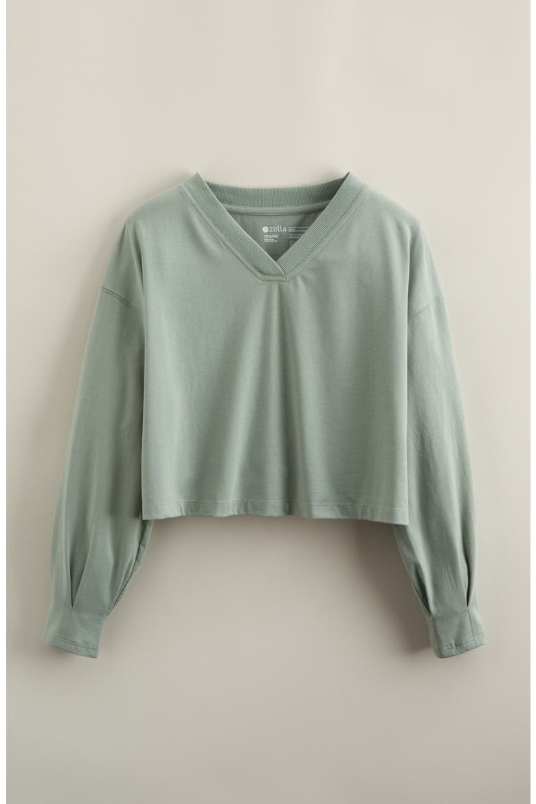 Kids' Relax Long Sleeve V-Neck T-Shirt, Main, color, GREEN LILYPAD