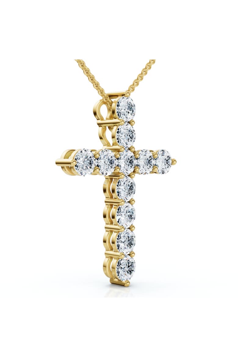 1.25Ct Diamond Cross 14k Gold 18" Necklace 1" Tall Lab Grown, Main, color, Yellow Gold
