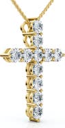 Bliss Diamond 1.25Ct Diamond Cross 14k Gold 18" Necklace 1" Tall Lab Grown