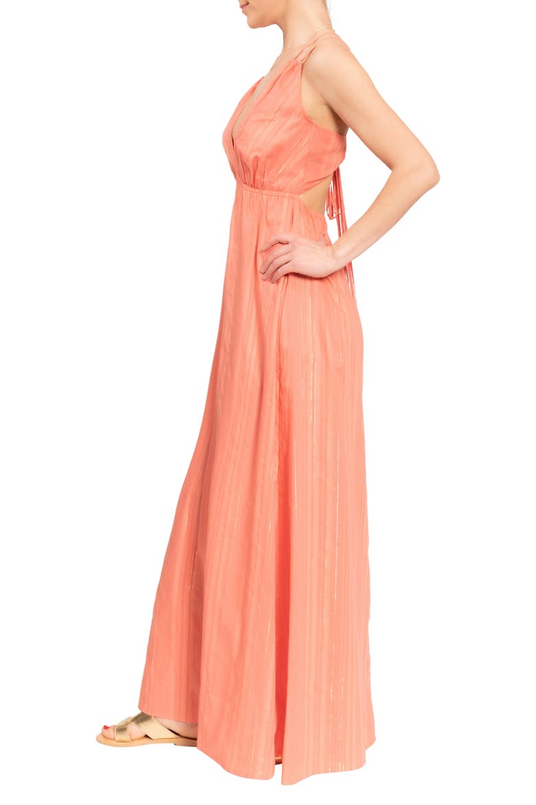 Hazel Long Cotton Nightgown, Alternate, color, CORAL SHIMMER