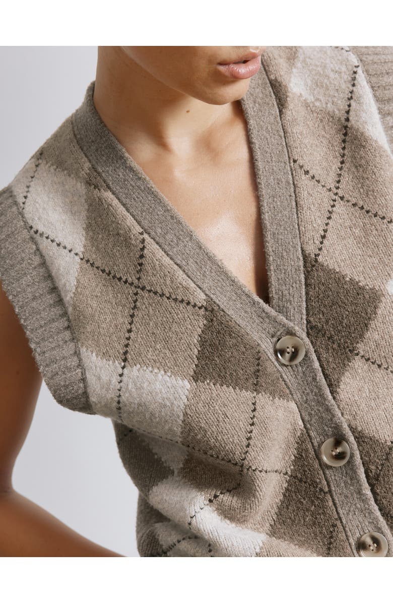 Albaray Argyle V-Neck Tank Top, Alternate, color, Brown