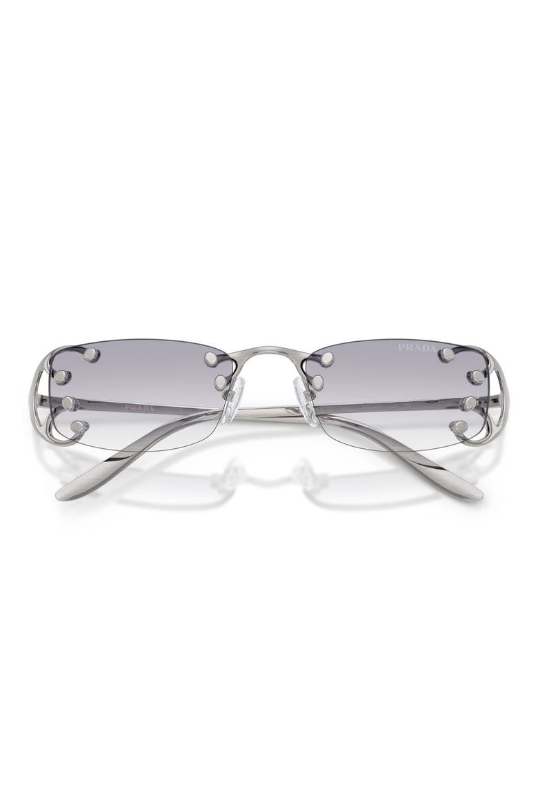 52mm Gradient Rectangular Sunglasses, Alternate, color, ARGENTO NOUVEAU / CLEAR GREY