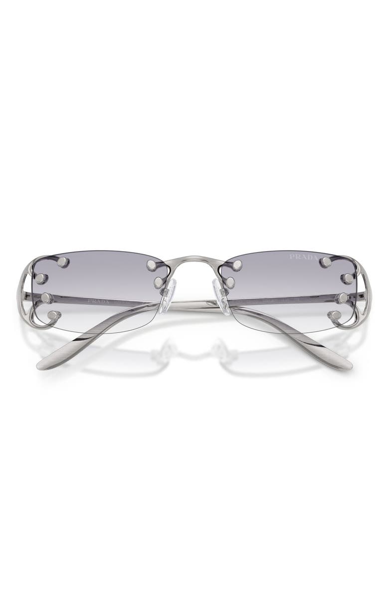 Prada 52mm Gradient Rectangular Sunglasses, Alternate, color, Argento Nouveau / Clear Grey