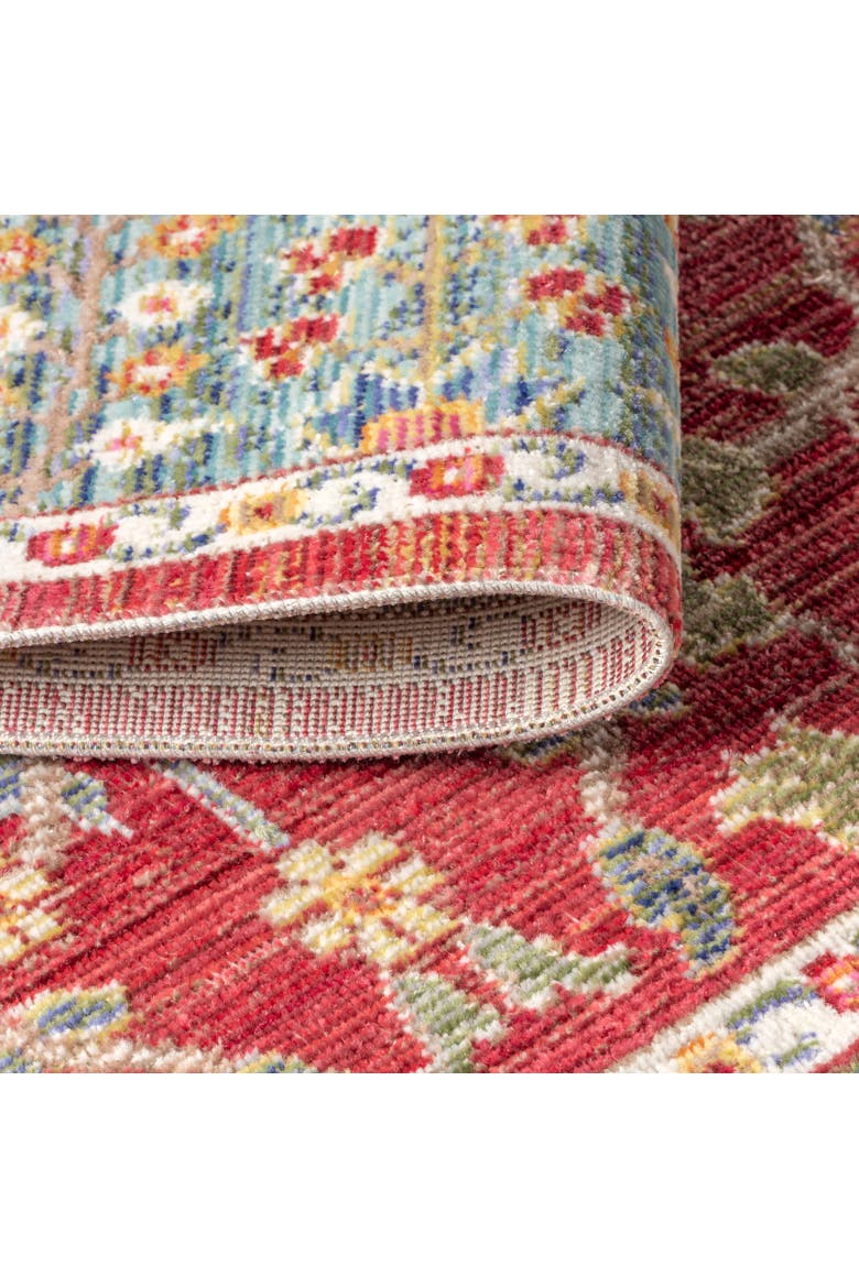 India Flower and Vine Area Rug, Alternate, color, Burgundy