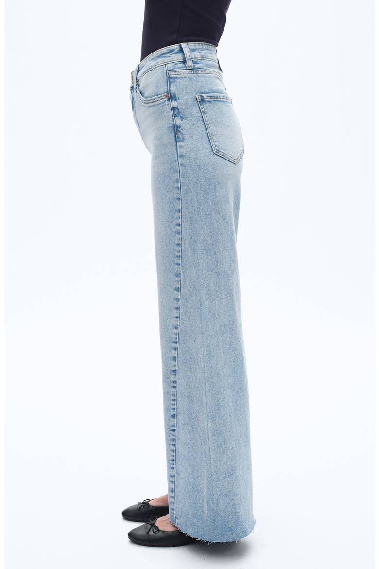 High Waist Raw Hem Wide Leg Jeans, Alternate, color, LIGHT BLUE
