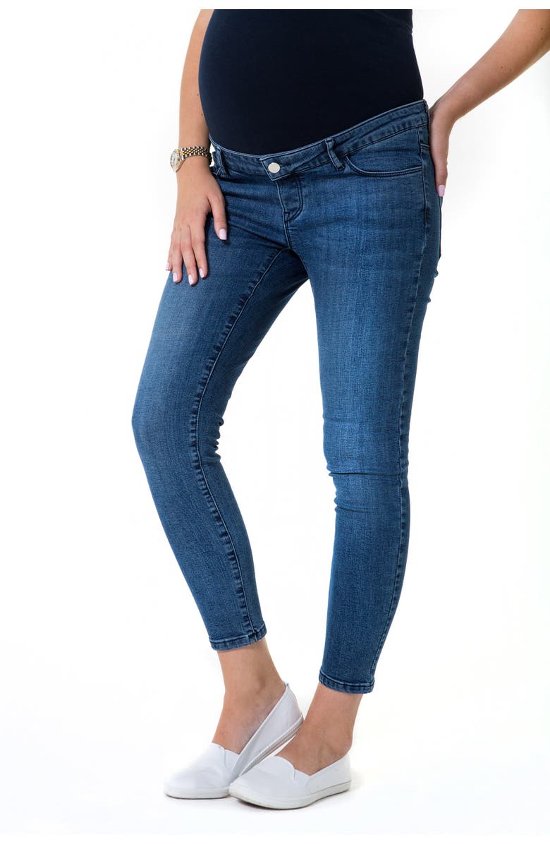Accouchée Skinny Foldover Waistband Maternity Jeans, Alternate, color, Denim Blue