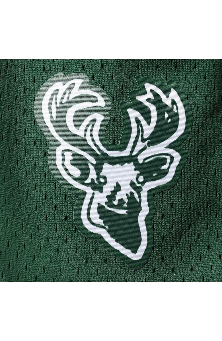 Mitchell & Ness Men's Mitchell & Ness Hunter Green Milwaukee Bucks Hardwood Classics Primary Logo Swingman Shorts, Alternate, color,