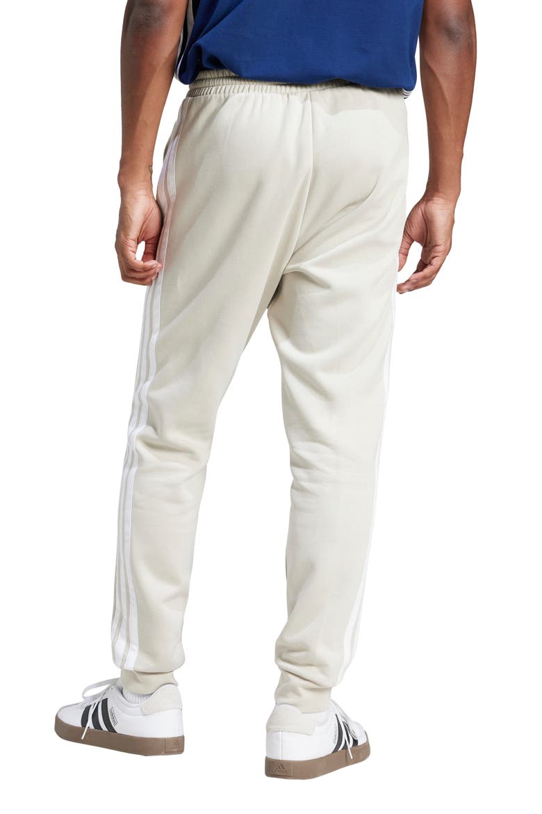Essential 3-Stripes Fleece Joggers, Alternate, color, WONDER ALUMINA/WHITE