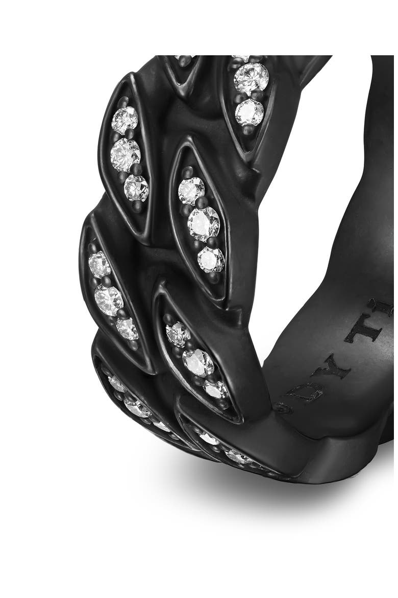 8mm Curb Chain Ring in Black Titanium with Diamonds, 8mm, Alternate, color, BLACK ALTERNATIVE MATERIAL