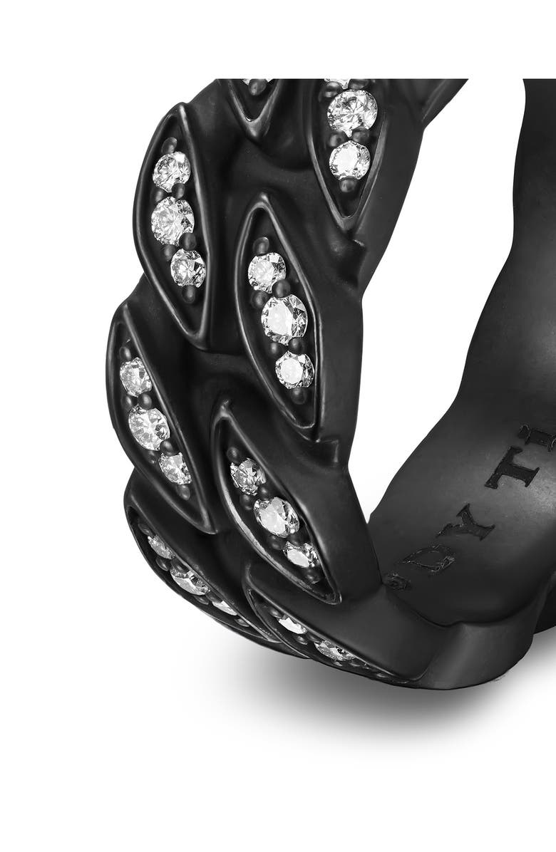 David Yurman Curb Chain Ring in Black Titanium with Diamonds, 8mm, Alternate, color, Black Alternative Material