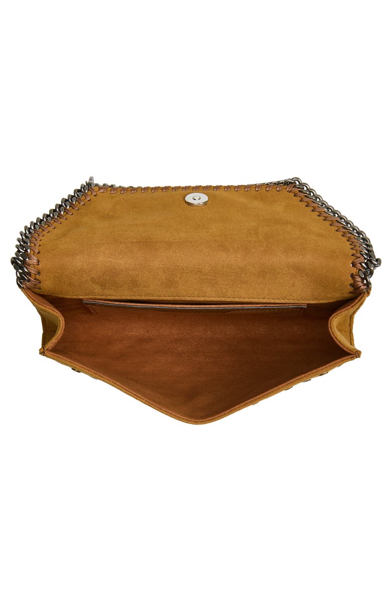 Stella McCartney Falabella Studded Faux Suede Wallet Crossbody Bag, Alternate, color, Brandy