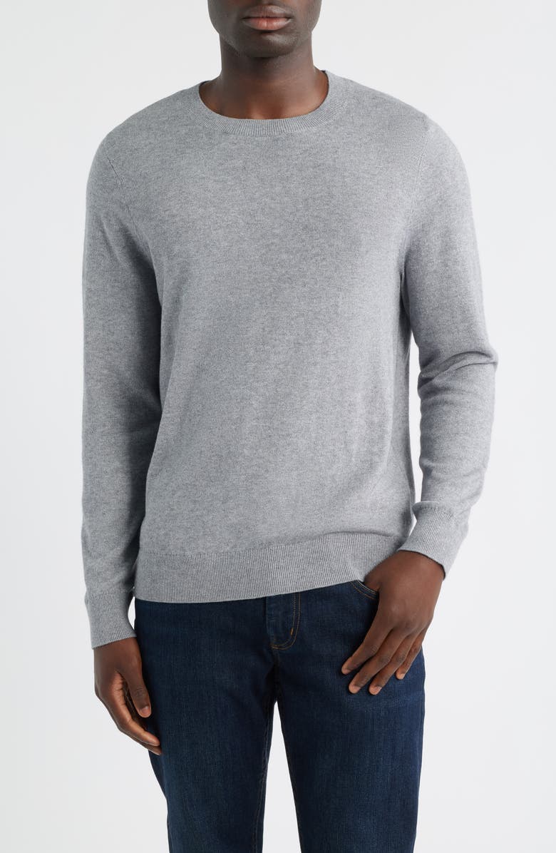 Nordstrom Crewneck Cotton & Cashmere Sweater, Main, color, Grey December Heather
