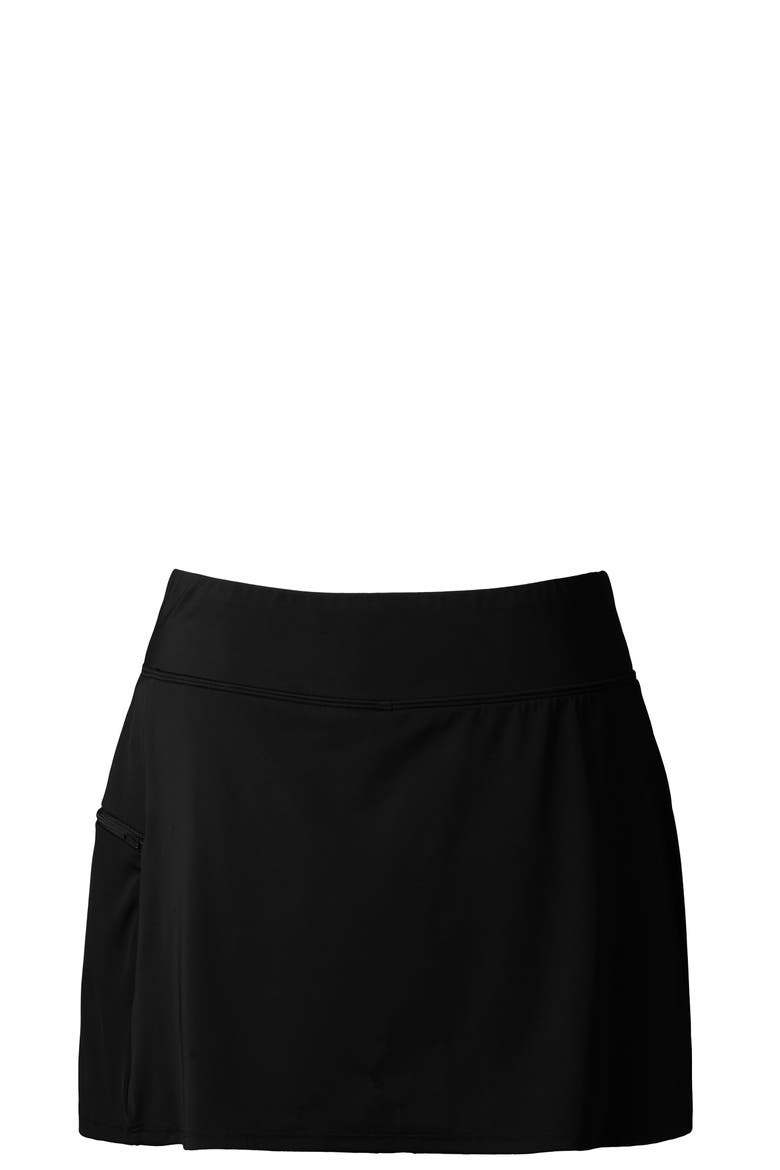 Side Zipper Pocket Hipster Swim Skort, Alternate, color, Black