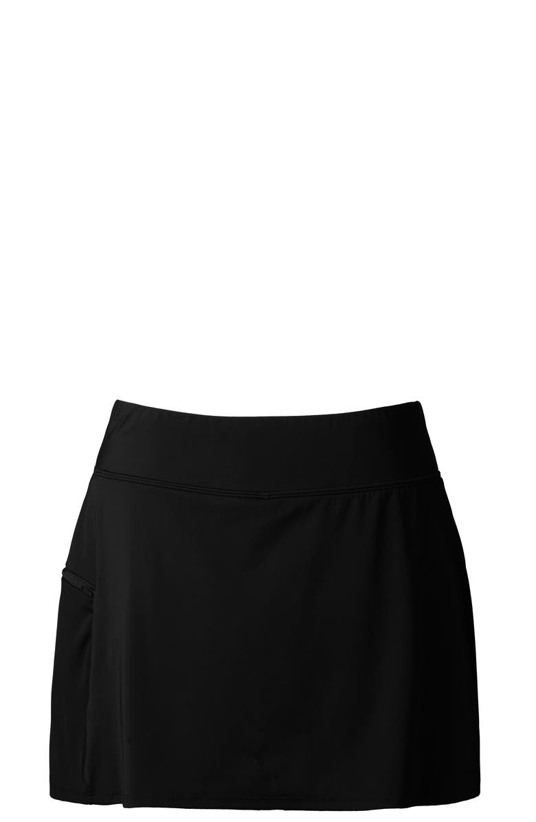 ShapeSolver Side Zipper Pocket Hipster Swim Skort, Alternate, color, Black