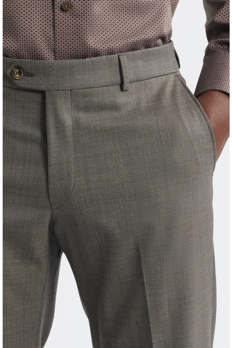 Crossbred Flat Front Wool Dress Pants, Alternate, color, BROWN