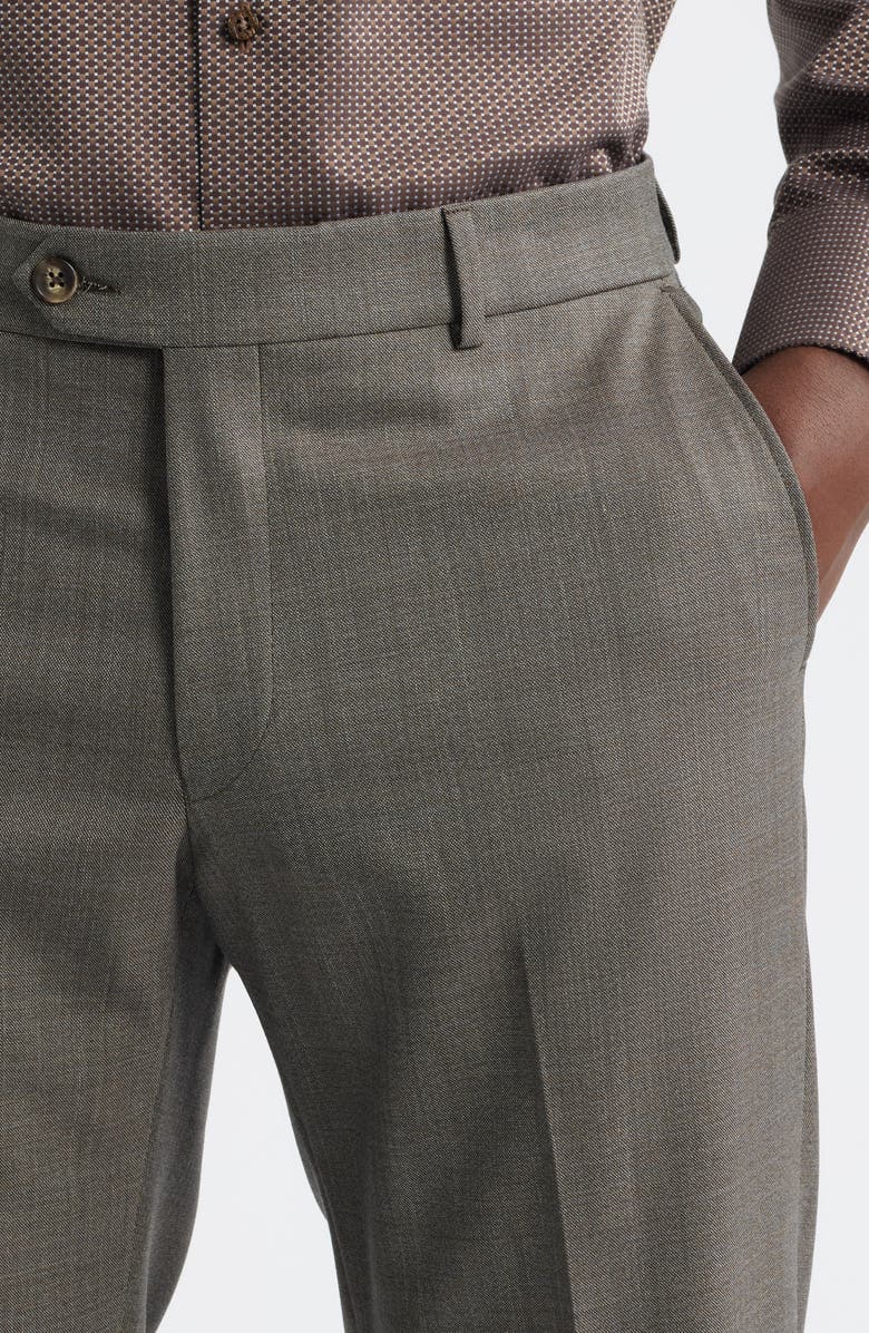 Berle Crossbred Flat Front Wool Dress Pants, Alternate, color, Brown