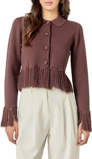 English Factory Fringe Trim Cardigan