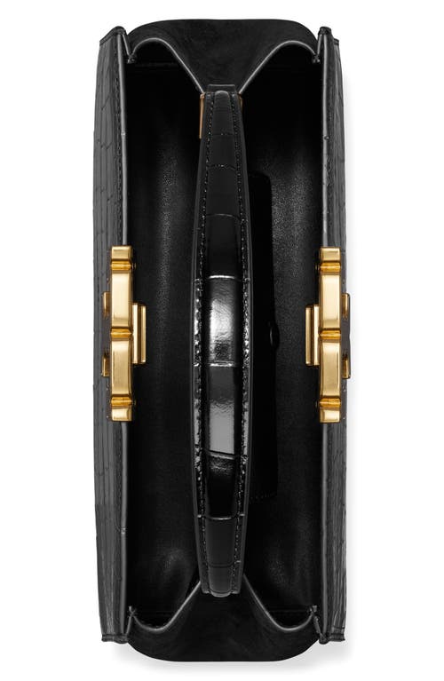 Tory Burch Eleanor Croc-embossed Leather Satchel Bag In Black