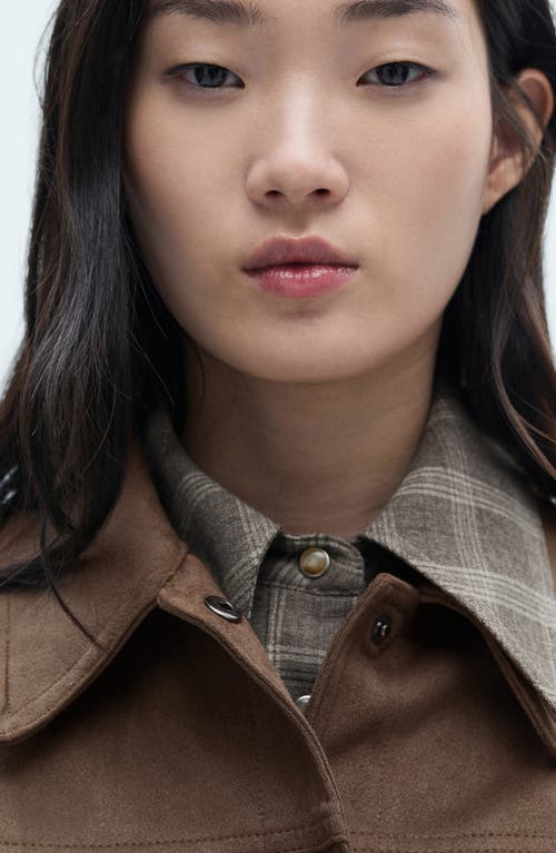 Mango Leather-effect Jacket With Pockets In Brown