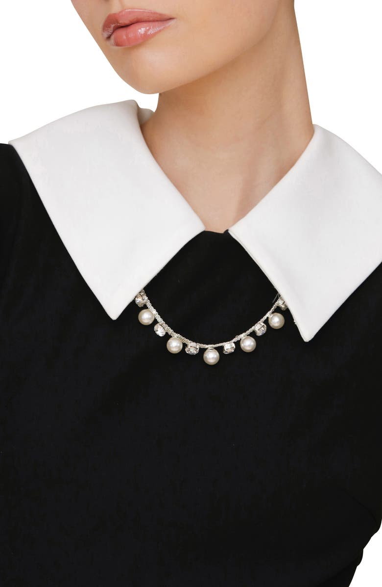 Avec Les Filles Embellished Collar Long Sleeve Minidress, Alternate, color, Black