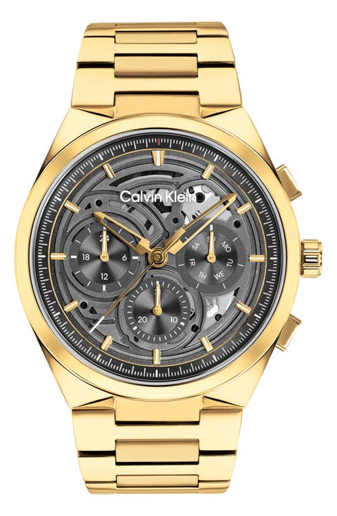 Distinguish Skeleton Quartz Bracelet Watch, 44mm