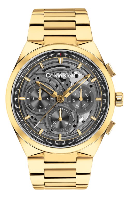 Calvin Klein Distinguish Skeleton Quartz Bracelet Watch, 44mm in Grey at Nordstrom