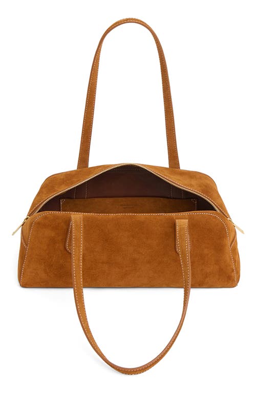 Mansur Gavriel Helios Suede Shoulder Bag In Brown