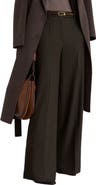 Reiss Dawson Herringbone Wide Leg Wool Blend Trousers