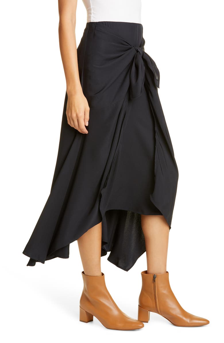 Vince Tie Front Asymmetrical Hem Skirt, Alternate, color,