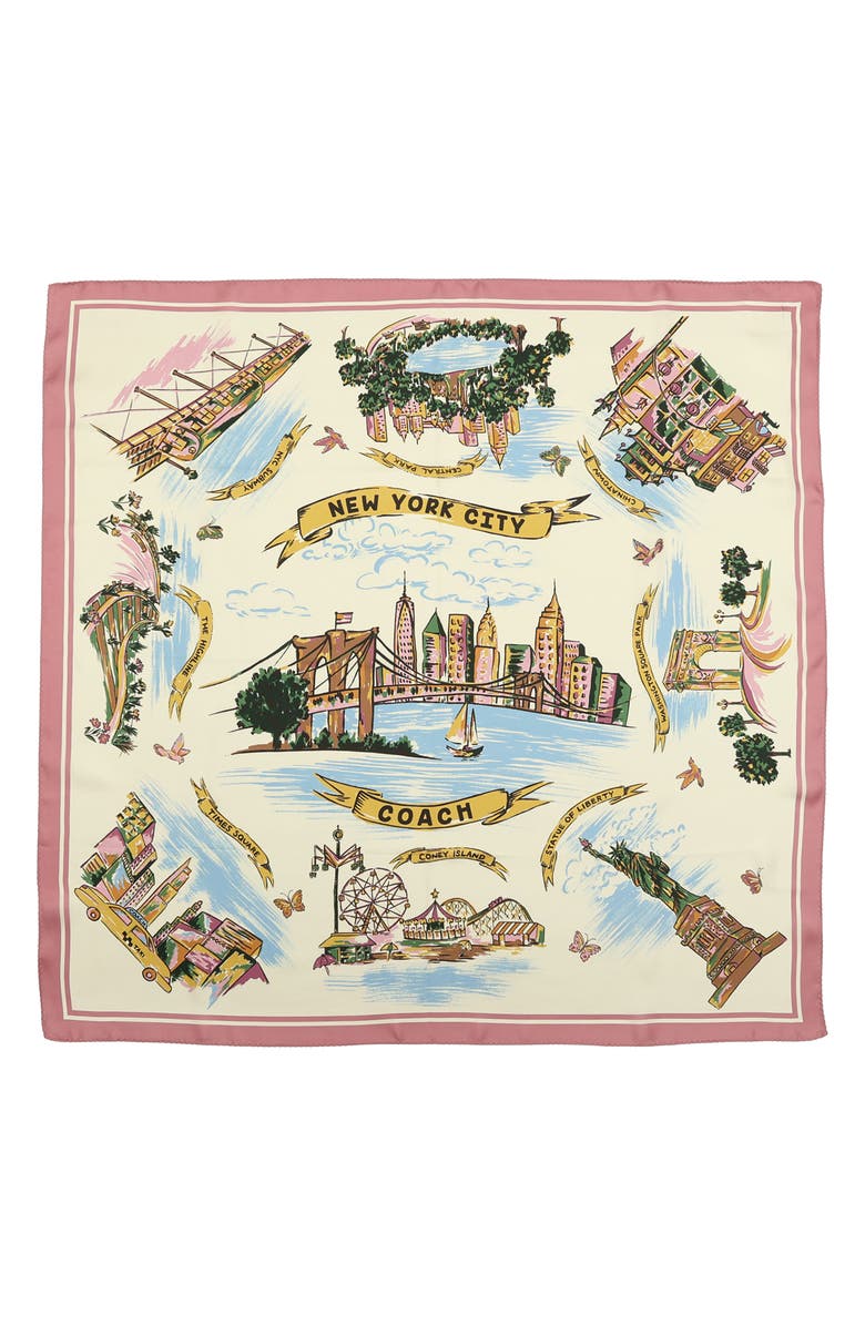 COACH New York Map Square Silk Scarf, Alternate, color, 
