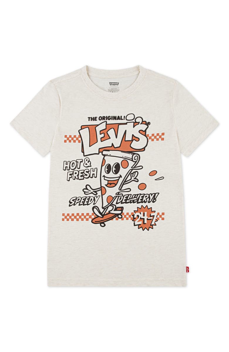 Levi's Kids' Speedy Pizza Graphic T-Shirt, Main, color, Oatmeal Heather