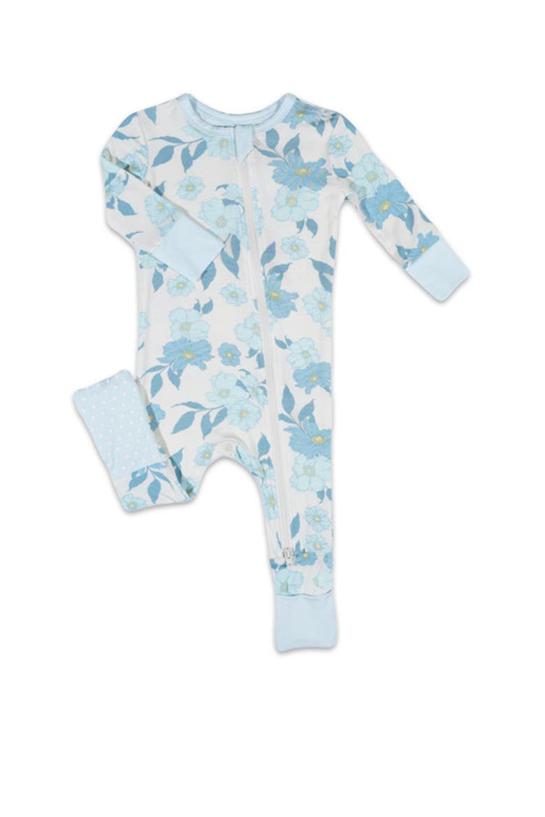 Convertible Romper Fitted Long Sleeve Pajama, Alternate, color, Periwinkle